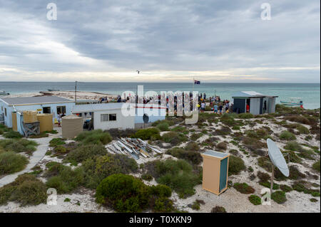 ANZAC Day 2013 auf West Wallabi Insel und das traditionelle Spiel der 'Zwei'. Die Houtman Abrolhos Inseln liegen 60 Kilometer vor der Küste von Geraldton Stockfoto