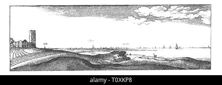 Geographie/Reisen, niederlande, landschaften, von Dohnanyi, Ätzen, von Wenzel Hollar (1607 - 1677), aus dem 17. Jahrhundert, von Dohnanyi, Grafik, Grafiken, Bucht, Buchten, Nordsee, Meer, See, Motorboot, Segelboot, Segelboote, Segelboote, Holland, Benelux, Benelux Länder, Benelux, Benelux Länder, Benelux Staaten, Westeuropa, Europa, Landschaft, landschaften, Beiboot, jollyboat, Jolly boat, Wherry, yawl, kleines Schiff, Boot, Boote, Schiff, Schiffe, Schifffahrt, Wasser, Transport, Versand, Ätzen, Radierungen, historischen, geschichtlichen, Additional-Rights - Clearance-Info - Not-Available Stockfoto