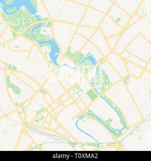 Druckbare Karte von Minsk, Belarus mit Haupt- und Nebenstraßen und größere Bahnen. Diese Karte ist sorgfältig für das Routing und die Platzierung von einzelnen d ausgelegt Stock Vektor