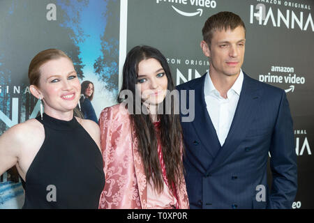 New York, Vereinigte Staaten. 21 Mär, 2019. Mireille Enos, Esme Creed-Miles, Joel Kinnaman teilnehmen Saison 1 von Hanna auf Amazon Prime Video in Whitby Credit: Lev Radin/Pacific Press/Alamy leben Nachrichten Stockfoto