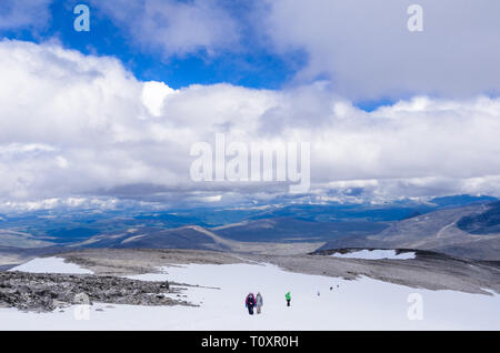 Sommer Wandern auf dem Berg Glittertind Stockfoto