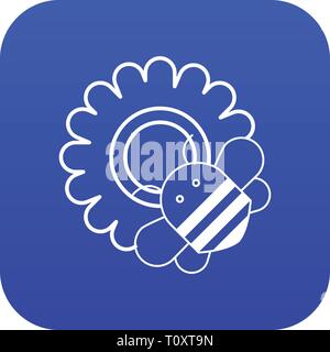 Biene auf Blume Symbol blau Vektor Stock Vektor