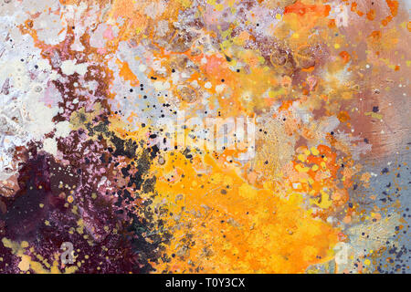 Abstrakte Kunst - Hand bemalte Leinwand. Künstler Ölfarben bunt closeup Abstrakt Hintergrund. Stockfoto