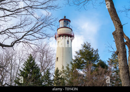 Großer Point Lighthouse, Evanston, Illinois, USA. Stockfoto