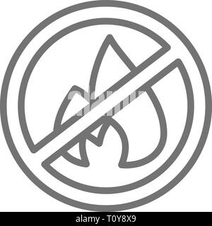 Verboten Schild mit Brand, Brandbekämpfung, kein Lagerfeuer Symbol Leitung. Stock Vektor