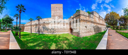 Bari, Italien, Apulien: Schwäbische Schloss oder Castello Svevo, einem mittelalterlichen Sehenswürdigkeiten von Apulien. Stockfoto