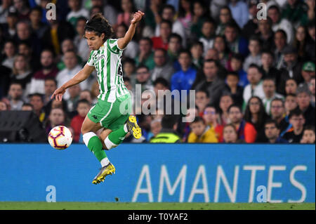 SEVILLA, 17-03-2019. Primera Division Liga. LaLiga. Estadio Benito Villamarin. Diego Lainez (Real Betis) während des Spiels Real Betis - FC Barcelona. Stockfoto