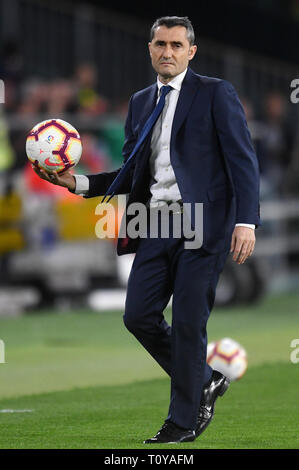 SEVILLA, 17-03-2019. Primera Division Liga. LaLiga. Estadio Benito Villamarin. Ernesto Valverde (FC Barcelona) während des Spiels Real Betis - FC Barcelona. Stockfoto