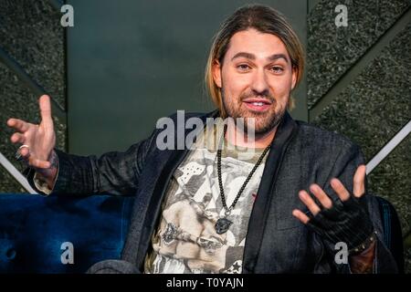 Berlin, Deutschland. 21 Mär, 2019. 21.03.2019, Stern Geiger David Garrett stellt seinen neuen Crossover tour unbegrenzt - die größten Hits der 260-Grad- bar in Berlin, mit dem er in der Hauptstadt durchführen wird. Portrait des Musikers. | Verwendung der weltweiten Kredit: dpa/Alamy leben Nachrichten Stockfoto