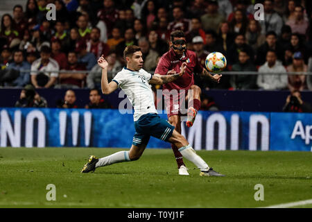 Wanda Metropolitano, Madrid, Spanien. 22 Mär, 2019. Internationaler Fußball-freundlich, Argentinien und Venezuela; Roberto Rosales (Venezuela) in Aktion: Aktion plus Sport/Alamy leben Nachrichten Stockfoto