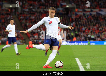 London, Großbritannien. 22 Mär, 2019. Ross Barkley von England in Aktion. UEFA Euro 2020 Qualifikation, Gruppe A Match, England v Tschechische Republik im Wembley Stadion in London am Freitag, den 22. März 2019. Bitte beachten Sie die Bilder sind nur für den redaktionellen Gebrauch bestimmt. EDITORIAL NUR VERWENDEN. pic von Steffan Bowen/Andrew Orchard sport Fotografie/Alamy Live news Credit: Andrew Orchard sport Fotografie/Alamy leben Nachrichten Stockfoto