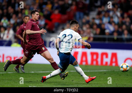 Madrid, Spanien. 22 Mär, 2019. Fußball, freundlich, Argentinien, Venezuela, Wanda Metropolitano Stadion: Argentinische Lautaro Martinez in Aktion. Credit: Gusatavo Ortiz/dpa/Alamy leben Nachrichten Stockfoto