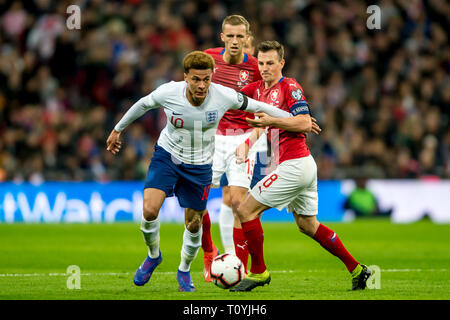London, Großbritannien. 22 Mär, 2019. Dele Alli von England während der UEFA EM-Qualifikationsspiel der Gruppe ein Match zwischen England und der Tschechischen Republik im Wembley Stadion, London, England am 22. März 2019. Foto von salvio Calabrese. Nur die redaktionelle Nutzung, eine Lizenz für die gewerbliche Nutzung erforderlich. Keine Verwendung in Wetten, Spiele oder einer einzelnen Verein/Liga/player Publikationen. Credit: UK Sport Pics Ltd/Alamy leben Nachrichten Stockfoto