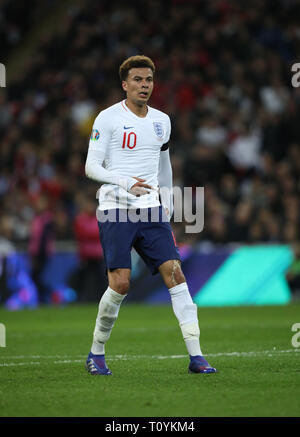 Peterborough, Großbritannien. 22 Mär, 2019. Dele Alli (E) England v Tschechische Republik EUFA Euro 2020 Qualifier, im Wembley Stadium, UK am 22. März 2019. ** Nur die redaktionelle Nutzung, eine Lizenz für die gewerbliche Nutzung erforderlich. Keine Verwendung in Wetten, Spiele oder einer einzelnen Verein/Liga/player Publikationen ** Quelle: Paul Marriott/Alamy leben Nachrichten Stockfoto