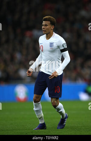 Peterborough, Großbritannien. 22 Mär, 2019. Dele Alli (E) England v Tschechische Republik EUFA Euro 2020 Qualifier, im Wembley Stadium, UK am 22. März 2019. ** Nur die redaktionelle Nutzung, eine Lizenz für die gewerbliche Nutzung erforderlich. Keine Verwendung in Wetten, Spiele oder einer einzelnen Verein/Liga/player Publikationen ** Quelle: Paul Marriott/Alamy leben Nachrichten Stockfoto