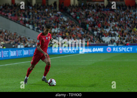 Lissabon, Portugal. 22 Mär, 2019. März 22, 2019. Lissabon, Portugal. Portugal und Juventus Verteidiger Joao Cancelo (2) Während der Europameisterschaft 2020 Qualifizieren zwischen Portugal und der Ukraine © Alexandre de Sousa/Alamy leben Nachrichten Stockfoto