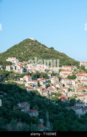 Blick über Stadt, Lastovo Lastovo Kroatien Stockfoto