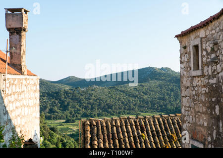 Blick über Stadt, Lastovo Lastovo Kroatien Stockfoto