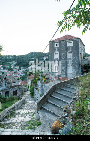 Blick über Stadt, Lastovo Lastovo Kroatien Stockfoto