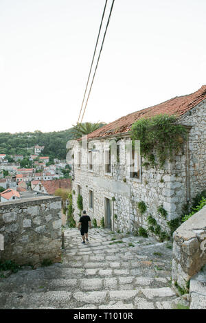 Blick über Stadt, Lastovo Lastovo Kroatien Stockfoto