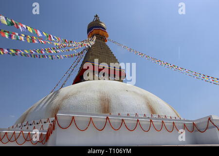Boudhanath, auch genannt das Khāsa Chaitya, Weltkulturerbe der UNESCO, Kathmandu, Nepal Stockfoto