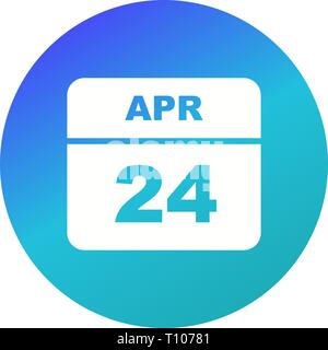 24. April Datum, an einem einzigen Tag Kalender Stockfoto