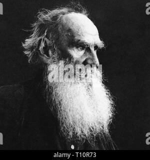 Graf Lew Nikolajewitsch Tolstoi, in der Regel in Englisch als Leo Tolstoi, russischer Schriftsteller war, der als einer der grössten Autoren aller Zeiten angesehen wird. Von Bildmaterial in den Archiven der Presse Portrait Service gescannt - (ehemals Presse Portrait Bureau). Stockfoto