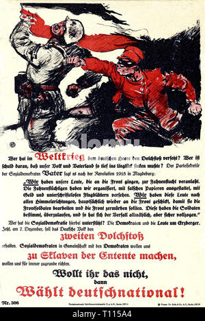 Geographie/Reisen, Deutschland, Politik, Poster der Deutschnationalen Volkspartei (DNVP)) Anlässlich der Reichstag Wahl, 1924, Additional-Rights - Clearance-Info - Not-Available Stockfoto