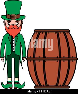 Bier Holzfass mit Irland mann Vector Illustration Design Stock Vektor