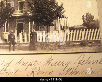 Fotos der frühen America-Old Foto von Kapitän Henry Johnson family home, Reno, Nevada. Stockfoto