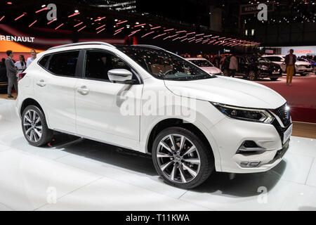 Genf, Schweiz - 5. MÄRZ 2019: Nissan Qashqai Auto auf dem 89. Internationalen Automobilsalon in Genf präsentiert. Stockfoto