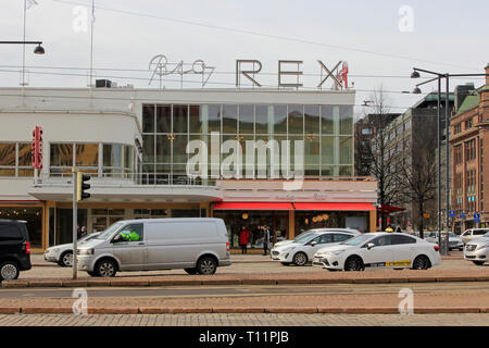 Helsinki, Finnland - 21. März 2019: Die Ikonischen Bio Rex Kino in Lasipalatsi, Helsinki, Finnland. Bio Rex wurde im Februar 1936 eröffnet. Stockfoto