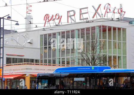 Helsinki, Finnland - 21. März 2019: Die Ikonischen Bio Rex Kino in Lasipalatsi, Helsinki, Finnland. Bio Rex wurde im Februar 1936 eröffnet. Stockfoto