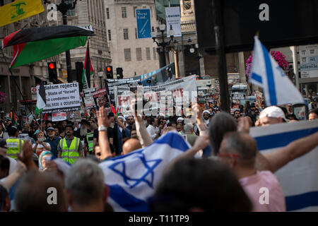 Ein pro-Israel Demonstrant gegen anti-israelische 'Al Quds" März in London, England. 2017. Stockfoto