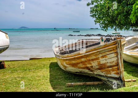 Cap Malheureux Küste von Norden Mauritius mit Blick auf Insel Stockfoto