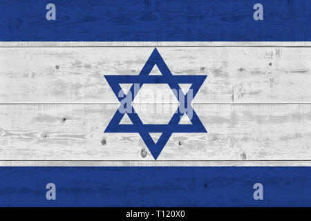 Israel Flagge auf alten Laufbelag gemalt. Patriotischen Hintergrund. Flagge Israel Stockfoto