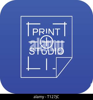Print Studio Symbol blau Vektor Stock Vektor