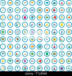 100 Symbole marketing gesetzt, cartoon-Stil Stock Vektor