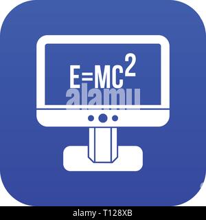Monitor mit Einsteins Formel Symbol digital Blau Stock Vektor