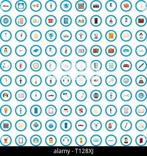 100 Symbole marketing gesetzt, cartoon-Stil Stock Vektor