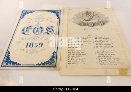 Die EOS, die griechische Göttin der Morgenröte, war der Name des ersten Kinder Magazin in Finnland, Turku veröffentlicht, aus dem Jahre 1854 bis 1866. Die Eos w Stockfoto