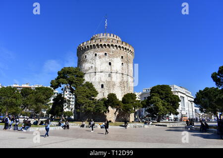 Der weiße Turm von Thessaloniki, ein Museum an der Küste von Thessaloniki, Griechenland Stockfoto