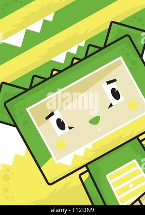 Cute Cartoon Block Krokodil Zeichen Stock Vektor