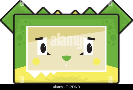 Cute Cartoon Block Krokodil Zeichen Stock Vektor