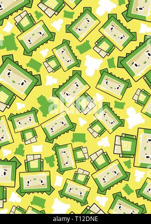 Cute Cartoon Block Krokodil Zeichen Muster Stock Vektor