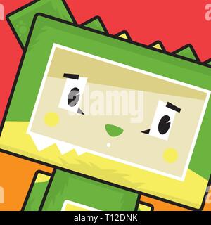 Cute Cartoon Block Krokodil Zeichen Stock Vektor