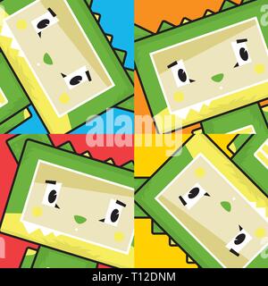 Cute Cartoon Block Krokodil Zeichen Stock Vektor