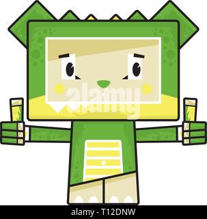 Cute Cartoon Block Krokodil Charakter mit Daumen hoch Stock Vektor