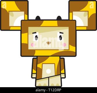 Cute Cartoon Block Giraffe Charakter Stock Vektor