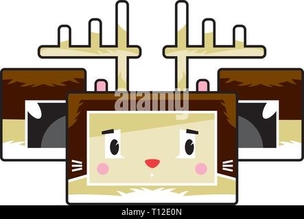 Cute Cartoon Block Rentier Charakter Stock Vektor